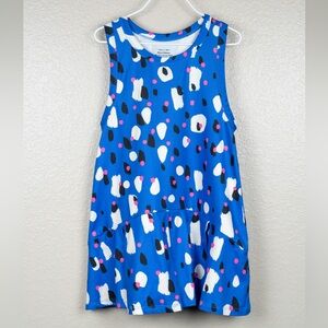 Hanna Andersson Blue Sleeveless Dress with Colorful Print